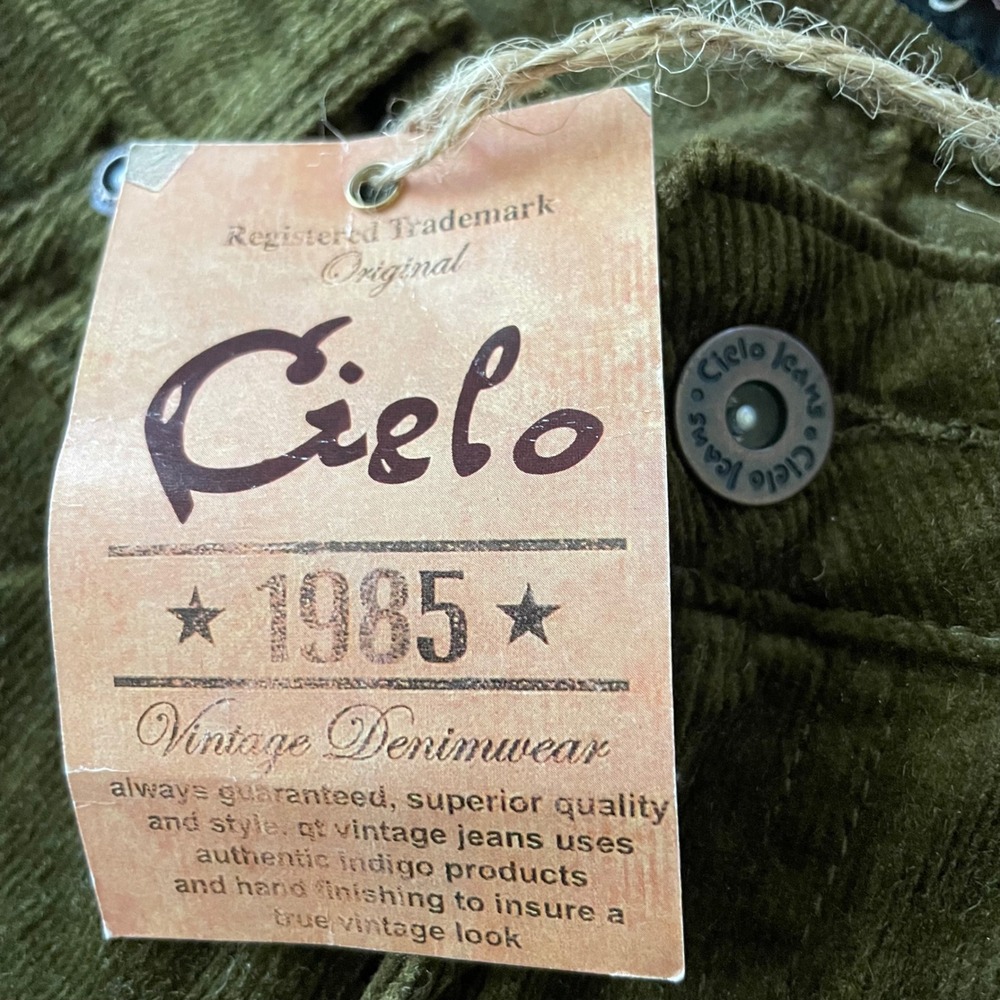Cielo Jeans Olive Green Corduroy Flare Pants Low Rise Y2K Size 9 SP7057 NWT - Picture 4 of 14